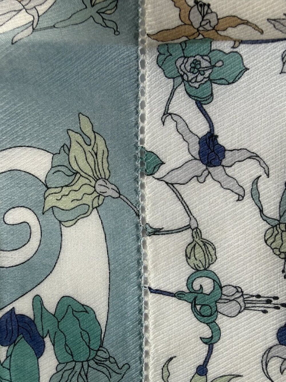 Liberty of London Cotton Floral Scarf Blue Ivory 20" - Picture 8 of 15